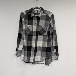 *3/$10* H&M Lighweight Checkered Button Down Shirt Black White Size 6
